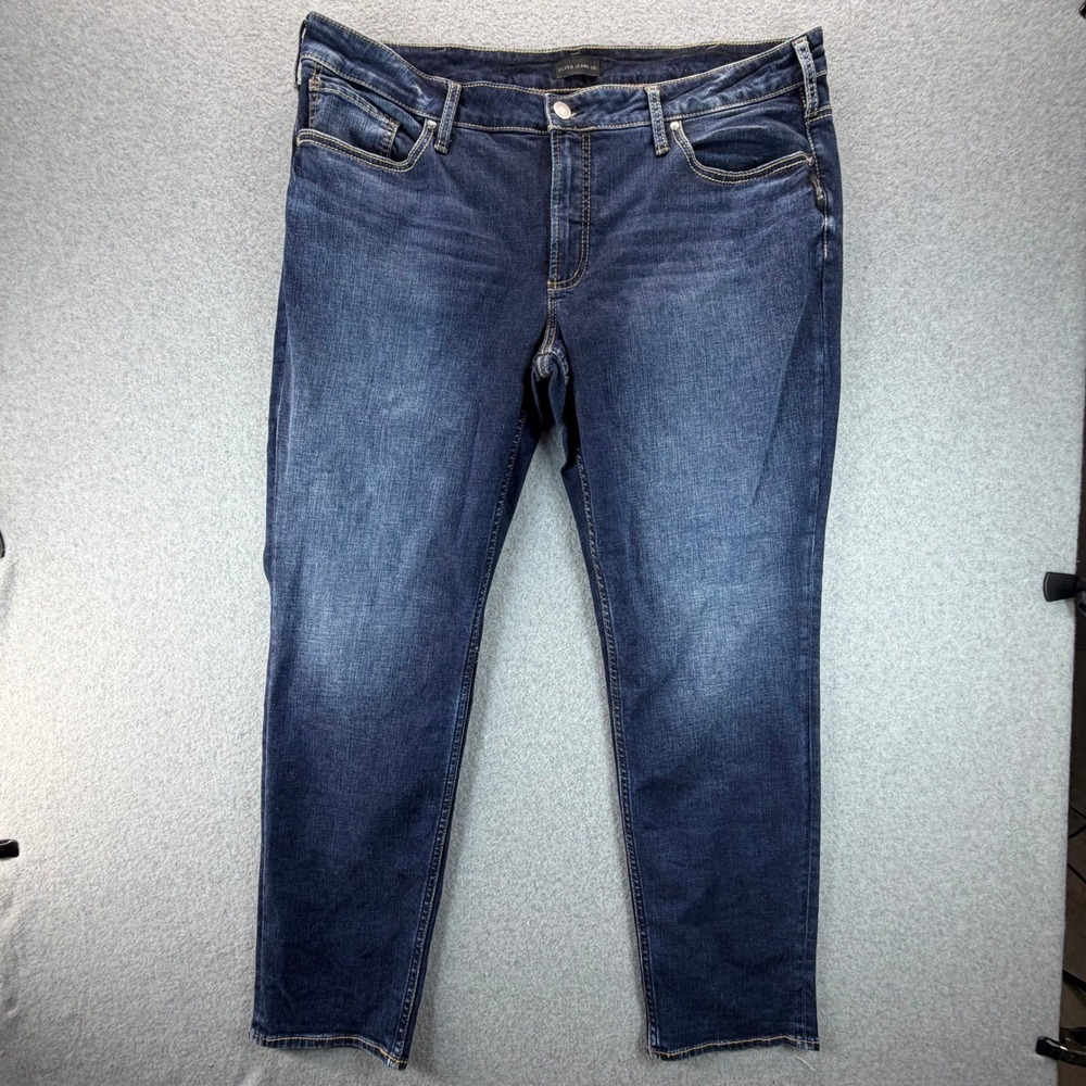 Silver Jeans Co Boyfriend Dark Wash Stretch Denim Jeans Womens Plus Size 20x29
